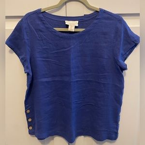 NWOT Cynthia Rowley bright bluish-purple linen top (Sz M)
